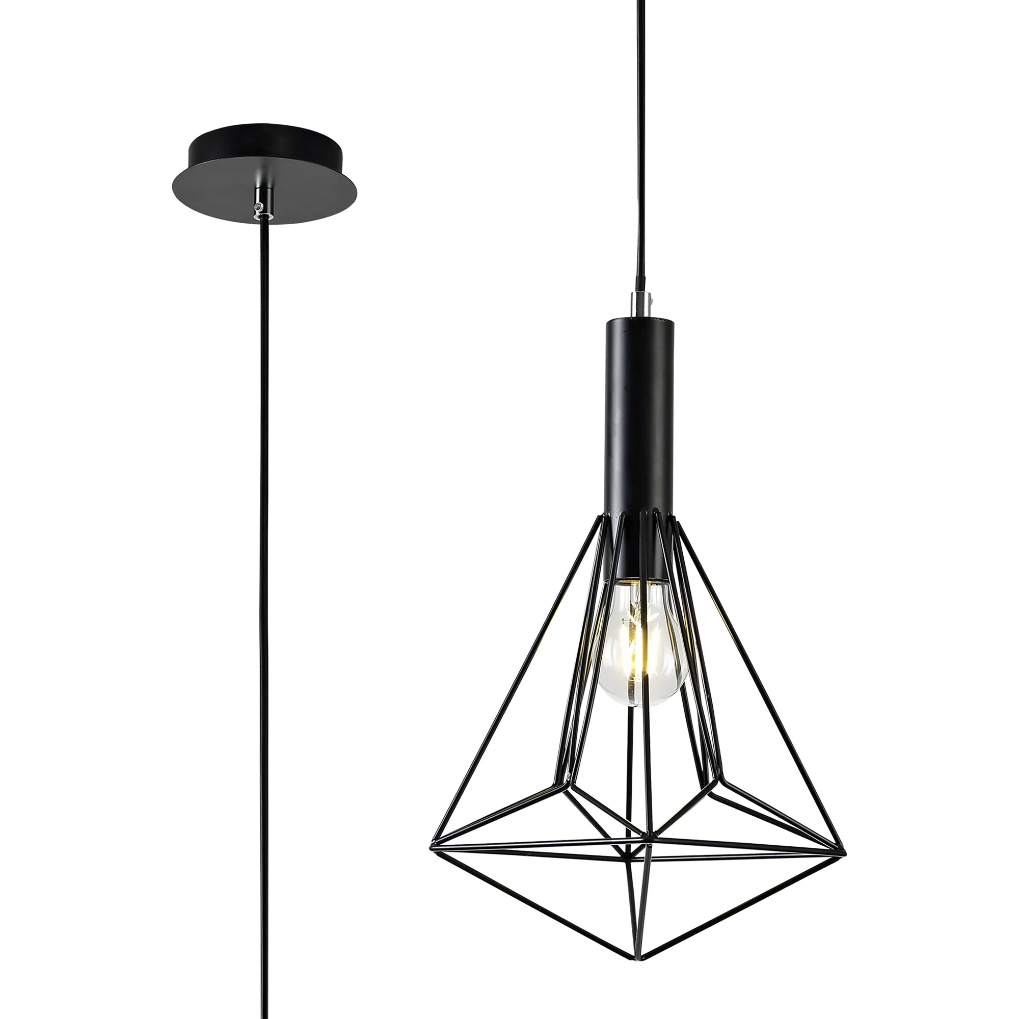 D0140  Kristoff Geometric Pendant 1 Light Black